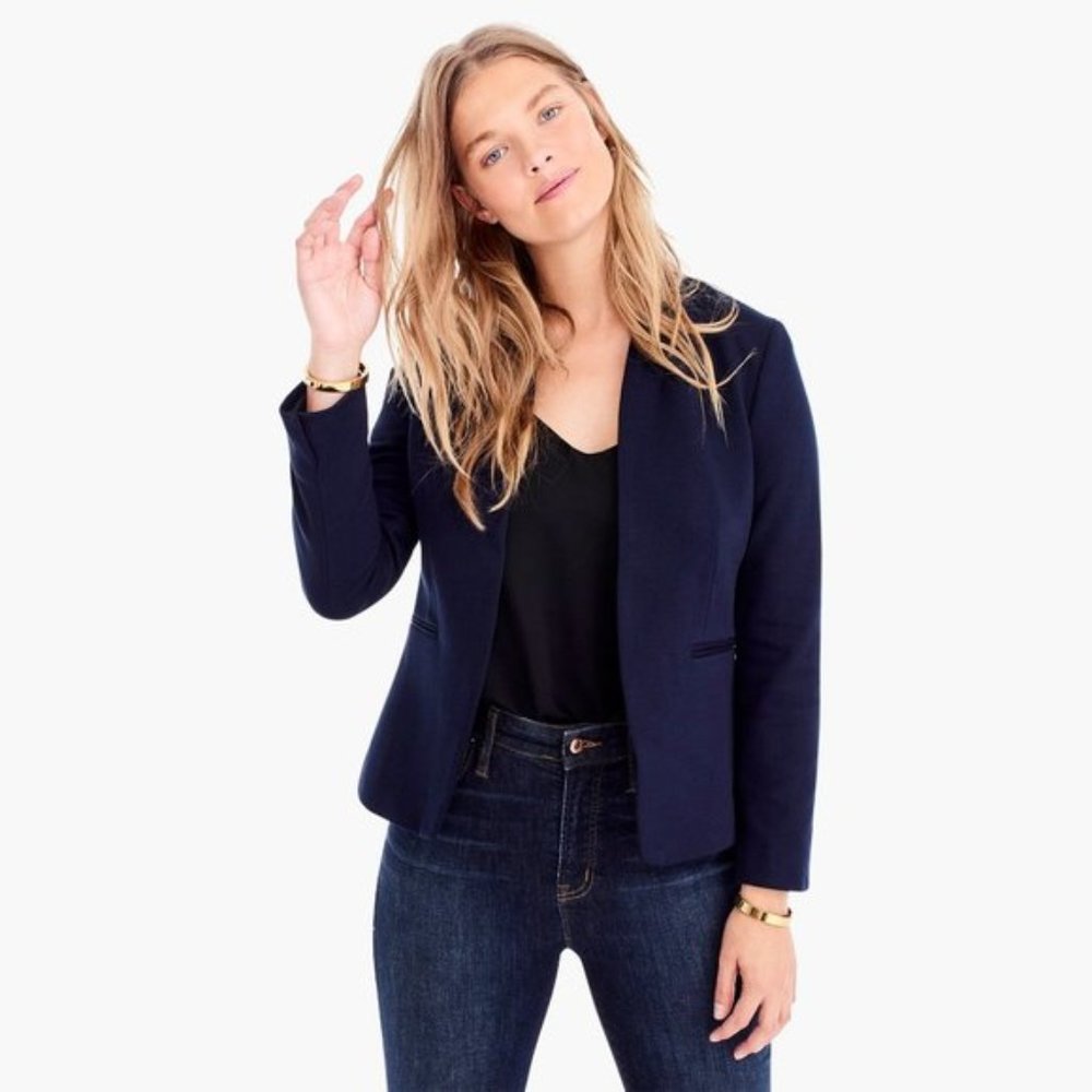 NWT J. Crew Womens Navy Blue Going-Out Blazer in Stretch Twill NEW - Picture 2 of 6